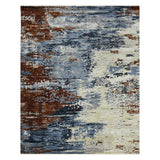 AMER Rugs Hermitage HRM-2 Hand-Knotted Abstract Modern & Contemporary Area Rug Blue/Rust Brown 10' x 14'