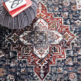 Herat 300 Herat 321 Traditional Power Loomed Polypropylene Pile Rug Navy / Red