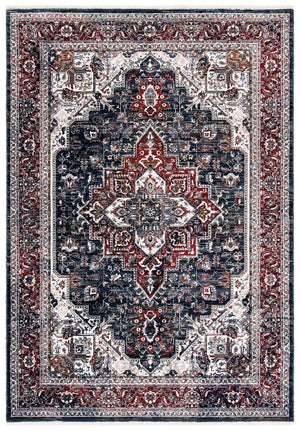 Herat 300 Herat 321 Traditional Power Loomed Polypropylene Pile Rug Navy / Red