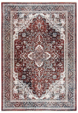 Herat 300 Herat 321 Traditional Power Loomed Polypropylene Pile Rug Red / Ivory