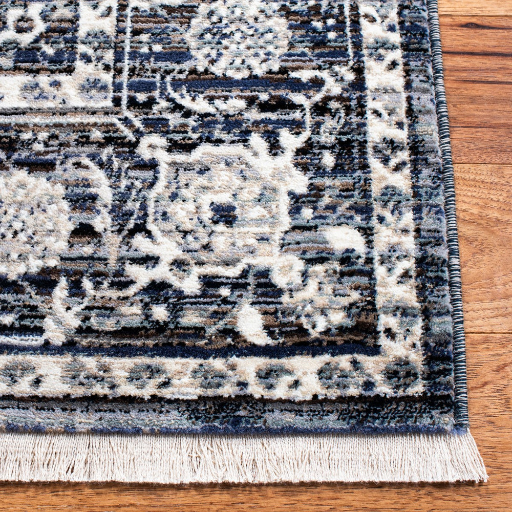Herat 300 Herat 331 Traditional Power Loomed Polypropylene Pile Rug Navy / Ivory