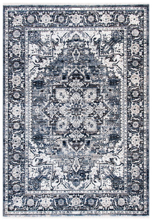 Herat 300 Herat 331 Traditional Power Loomed Polypropylene Pile Rug Navy / Ivory