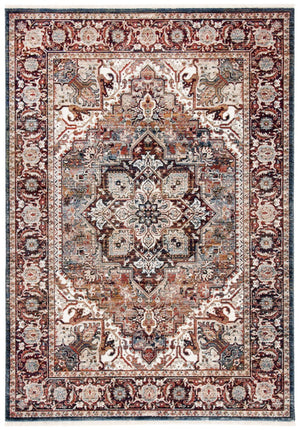 Herat 300 Herat 331 Traditional Power Loomed Polypropylene Pile Rug Red / Ivory