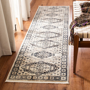 Herat 300 Herat 356 Traditional Power Loomed Polypropylene Pile Rug Ivory / Grey