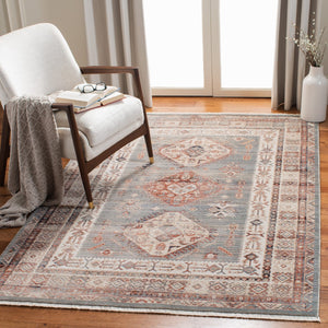 Herat 300 Herat 379 Traditional Power Loomed Polypropylene Pile Rug Grey / Cream