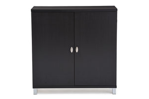 Baxton Studio Marcy Modern and Contemporary Dark Brown Wood Entryway Handbags or School Bags Storage Sideboard Cabinet