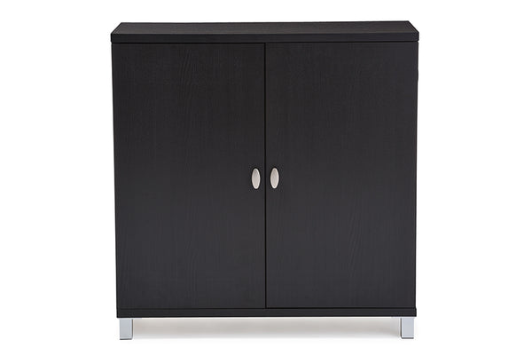 Baxton Studio Marcy Modern and Contemporary Dark Brown Wood Entryway Handbags or School Bags Storage Sideboard Cabinet