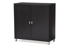 Baxton Studio Marcy Modern and Contemporary Dark Brown Wood Entryway Handbags or School Bags Storage Sideboard Cabinet