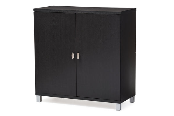 Baxton Studio Marcy Modern and Contemporary Dark Brown Wood Entryway Handbags or School Bags Storage Sideboard Cabinet