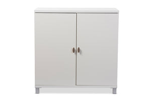 Baxton Studio Marcy Modern and Contemporary White Wood Entryway Handbags or School Bags Storage Sideboard Cabinet