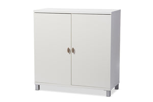 Baxton Studio Marcy Modern and Contemporary White Wood Entryway Handbags or School Bags Storage Sideboard Cabinet