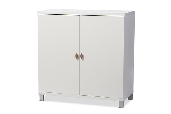 Baxton Studio Marcy Modern and Contemporary White Wood Entryway Handbags or School Bags Storage Sideboard Cabinet
