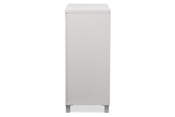 Baxton Studio Marcy Modern and Contemporary White Wood Entryway Handbags or School Bags Storage Sideboard Cabinet