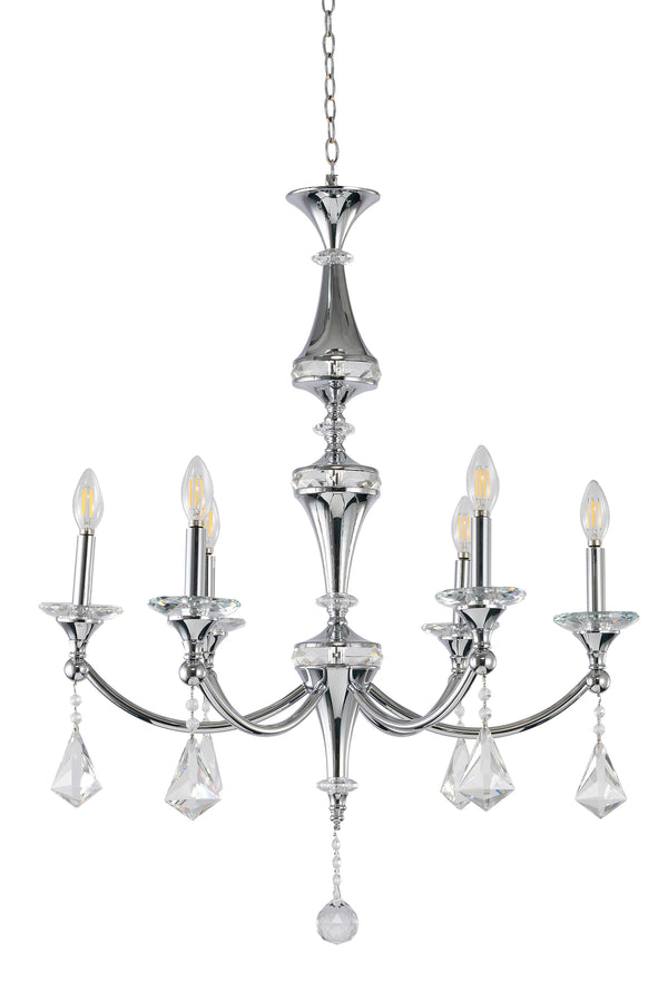 Bethel Exquisite Chrome Chandelier with Crystal Accents - Adjustable 79" Chain for Custom Heights