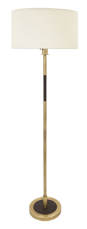 64" Huntington Floor Lamp in Antique Brass with Brown Leather Accents