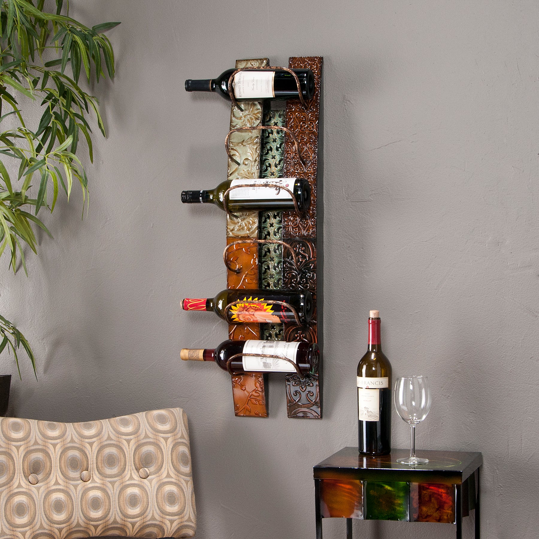 SEI Furniture Adriano Wall-Mount Wine Rack - Thumbnail 2