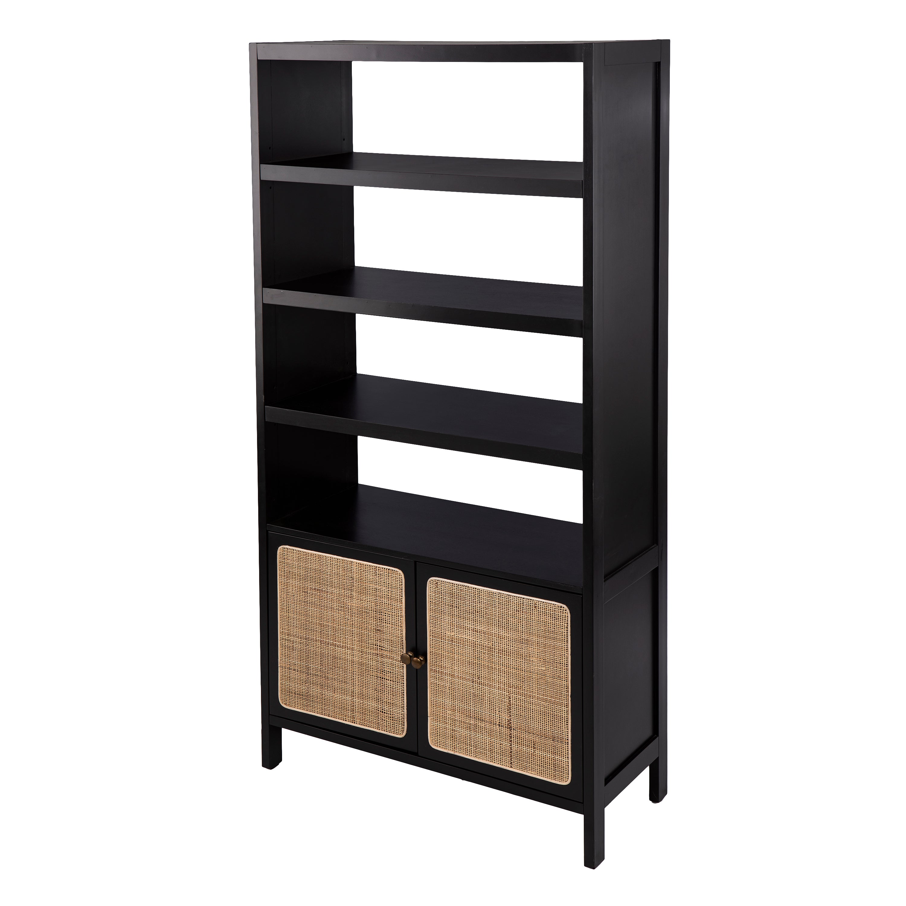 Carondale Stylish Bookcase with Rattan Accents