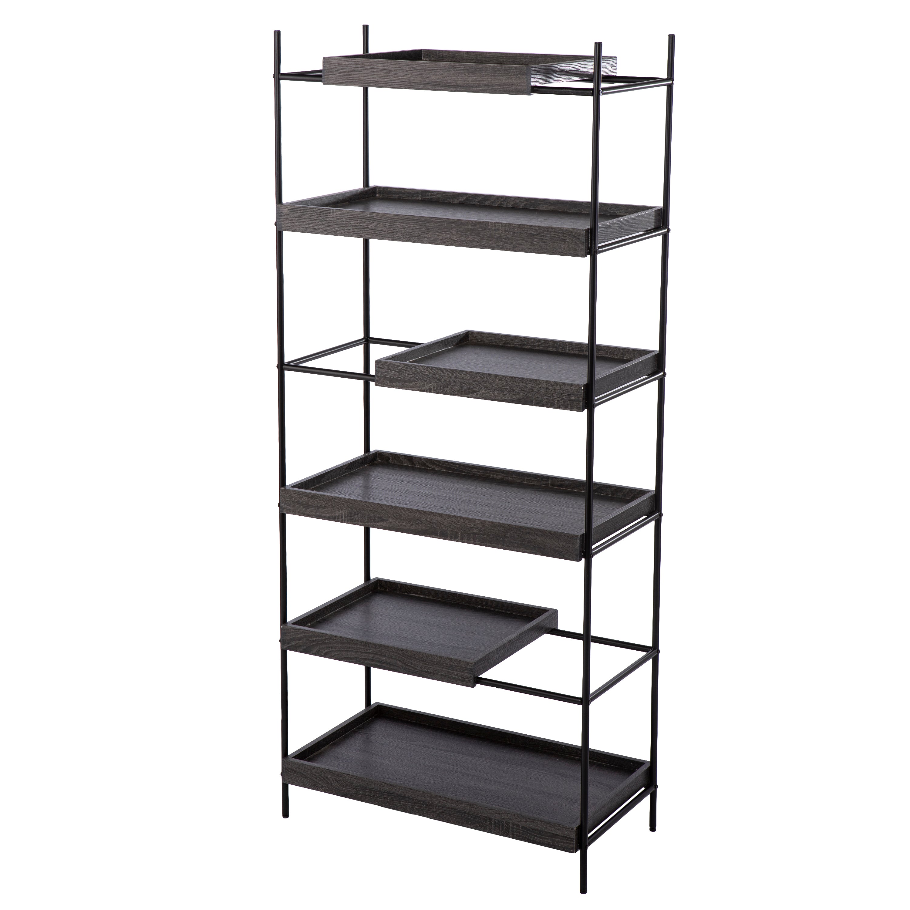 Deckenly Modern Sliding Shelf Etagere Bookcase