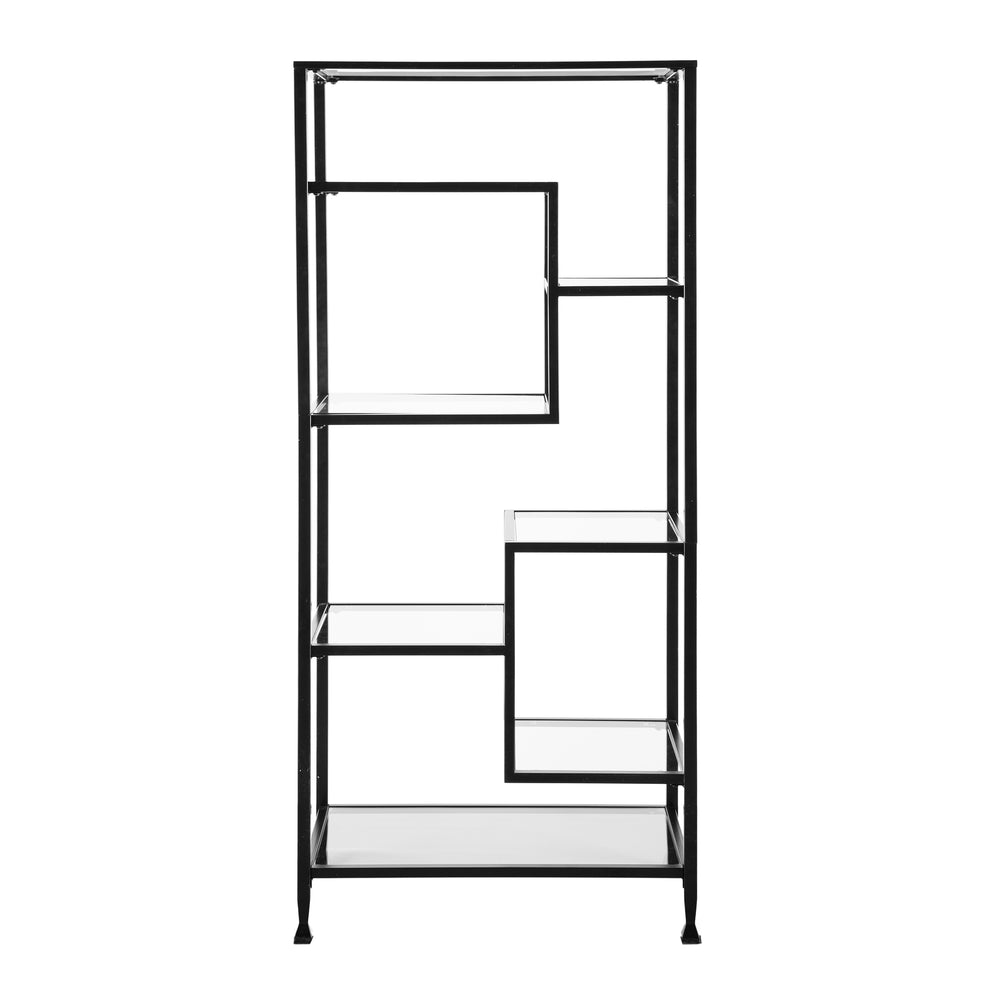 Sei Furniture Jaymes Metal Glass Asymmetrical Etagere Bookcase Hz1774