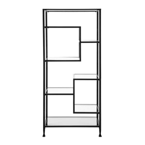 Sei Furniture Jaymes Metal Glass Asymmetrical Etagere Bookcase Hz1774