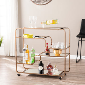 Sei Furniture Maylynn Art Deco Mirrored Bar Cart Hz2056