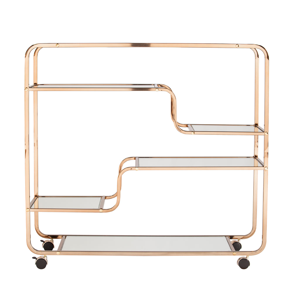 Sei Furniture Maylynn Art Deco Mirrored Bar Cart Hz2056