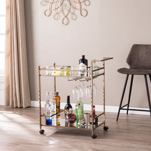 Sei Furniture Ivers Metal Mirrored Bar Cart Champagne Hz3585