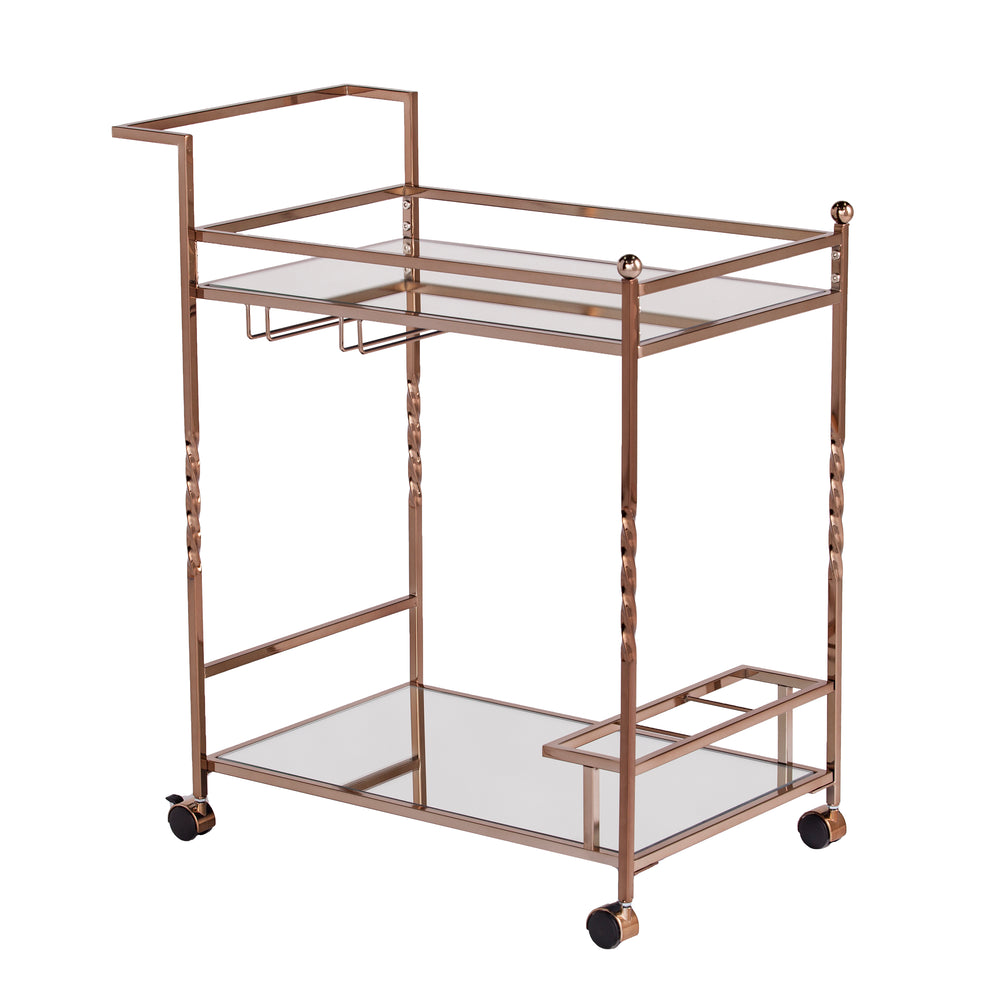 Sei Furniture Ivers Metal Mirrored Bar Cart Champagne Hz3585