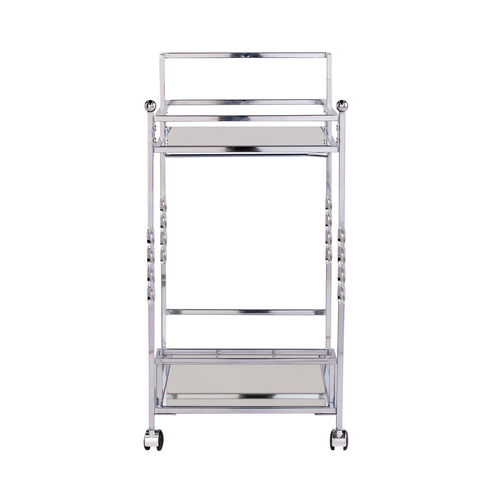 Sei Furniture Ivers Metal Mirrored Bar Cart Chrome Hz3586