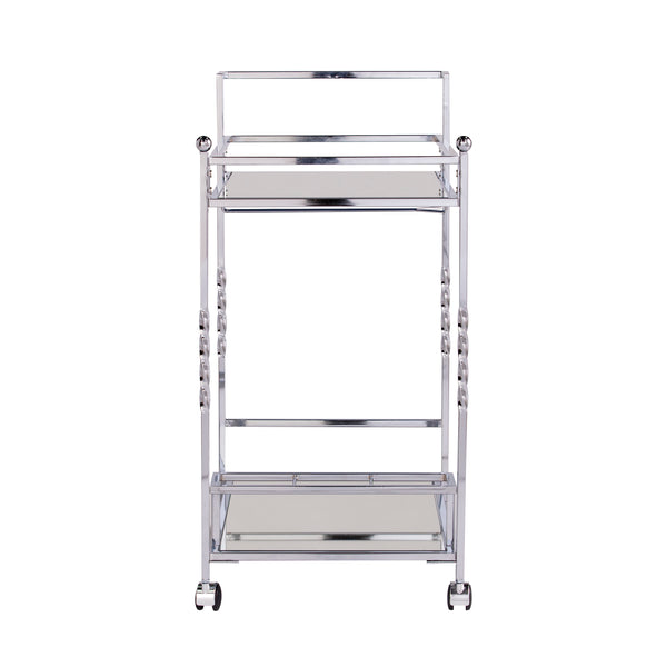 Sei Furniture Ivers Metal Mirrored Bar Cart Chrome Hz3586