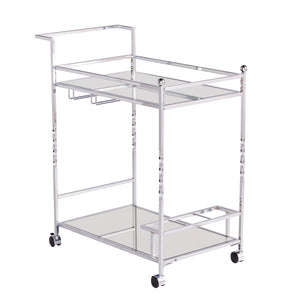 Sei Furniture Ivers Metal Mirrored Bar Cart Chrome Hz3586