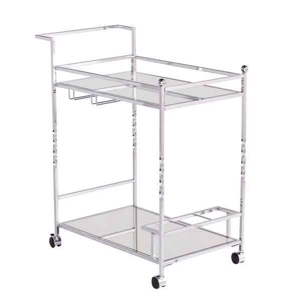 Sei Furniture Ivers Metal Mirrored Bar Cart Chrome Hz3586