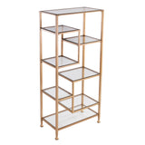 Sei Furniture Jaymes Metal Glass Asymmetrical Etagere Bookcase Gold Hz5774