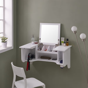 Sei Furniture Wall Mount Ledge W Vanity Mirror Transitional Style White Hz7590