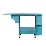Sei Furniture Stradville Expandable Rolling Sewing Table Craft Station Turquoise Hz8665