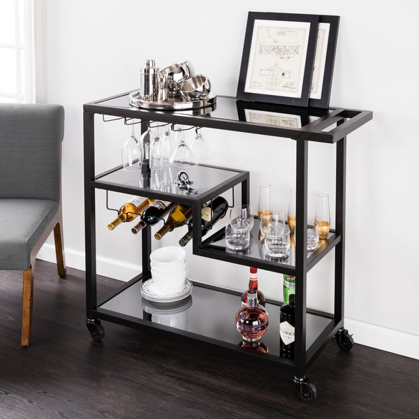 Holly Martin Holly Martin Zephs Bar Cart Black W Smoked Mirror Hz8813