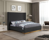 Halton Boucle Fabric / Metal / Engineered Wood / Foam Contemporary Black Boucle Fabric King Bed (3 Boxes) - 86.5" W x 94" D x 65" H