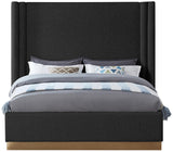 Halton Boucle Fabric / Metal / Engineered Wood / Foam Contemporary Black Boucle Fabric King Bed (3 Boxes) - 86.5" W x 94" D x 65" H