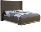 Halton Boucle Fabric / Metal / Engineered Wood / Foam Contemporary Brown Boucle Fabric King Bed (3 Boxes) - 86.5" W x 94" D x 65" H