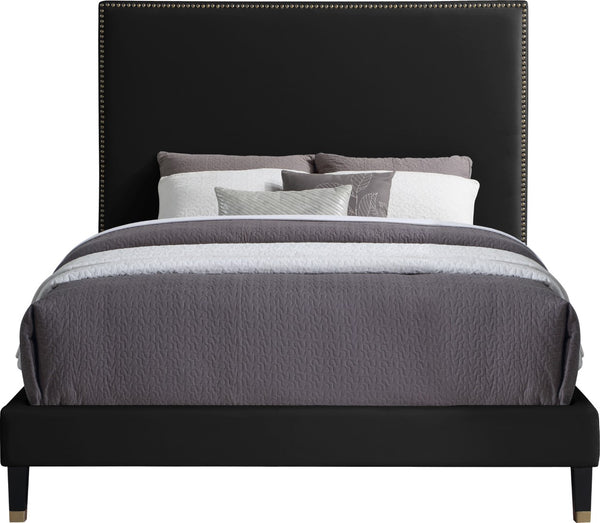 Harlie Velvet / Engineered Wood / Metal / Foam Contemporary Black Velvet Full Bed - 60.5" W x 81.5" D x 60" H