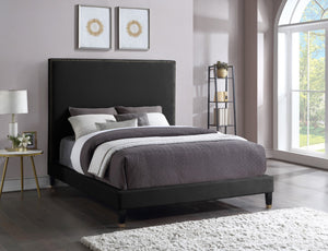 Harlie Velvet / Engineered Wood / Metal / Foam Contemporary Black Velvet King Bed - 82" W x 86.5" D x 60" H