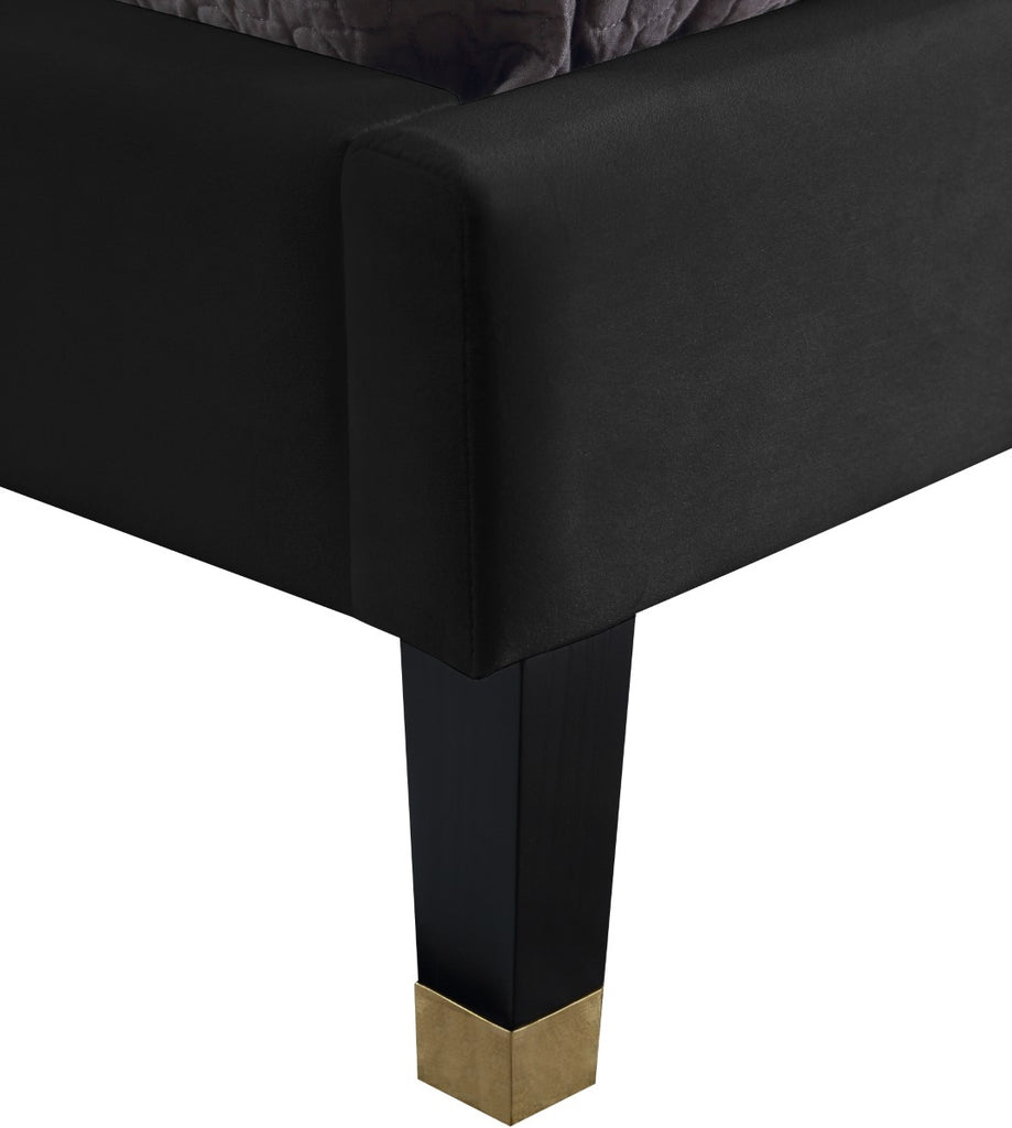Harlie Velvet / Engineered Wood / Metal / Foam Contemporary Black Velvet King Bed - 82" W x 86.5" D x 60" H