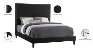 Harlie Velvet / Engineered Wood / Metal / Foam Contemporary Black Velvet Queen Bed - 66.5" W x 86.5" D x 60" H