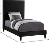 Harlie Velvet / Engineered Wood / Metal / Foam Contemporary Black Velvet Twin Bed - 45.5" W x 81.5" D x 60" H