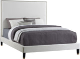 Harlie Velvet / Engineered Wood / Metal / Foam Contemporary Cream Velvet Full Bed - 60.5" W x 81.5" D x 60" H