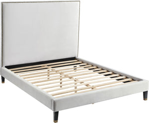 Harlie Velvet / Engineered Wood / Metal / Foam Contemporary Cream Velvet Full Bed - 60.5" W x 81.5" D x 60" H