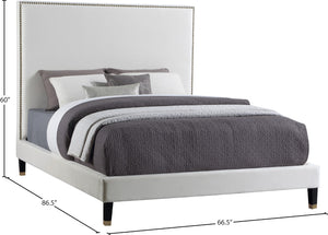 Harlie Velvet / Engineered Wood / Metal / Foam Contemporary Cream Velvet Queen Bed - 66.5" W x 86.5" D x 60" H