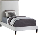Harlie Velvet / Engineered Wood / Metal / Foam Contemporary Cream Velvet Twin Bed - 45.5" W x 81.5" D x 60" H