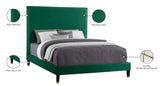 Harlie Velvet / Engineered Wood / Metal / Foam Contemporary Green Velvet King Bed - 82" W x 86.5" D x 60" H