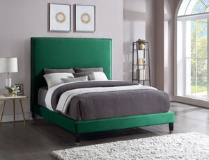 Harlie Velvet / Engineered Wood / Metal / Foam Contemporary Green Velvet King Bed - 82" W x 86.5" D x 60" H